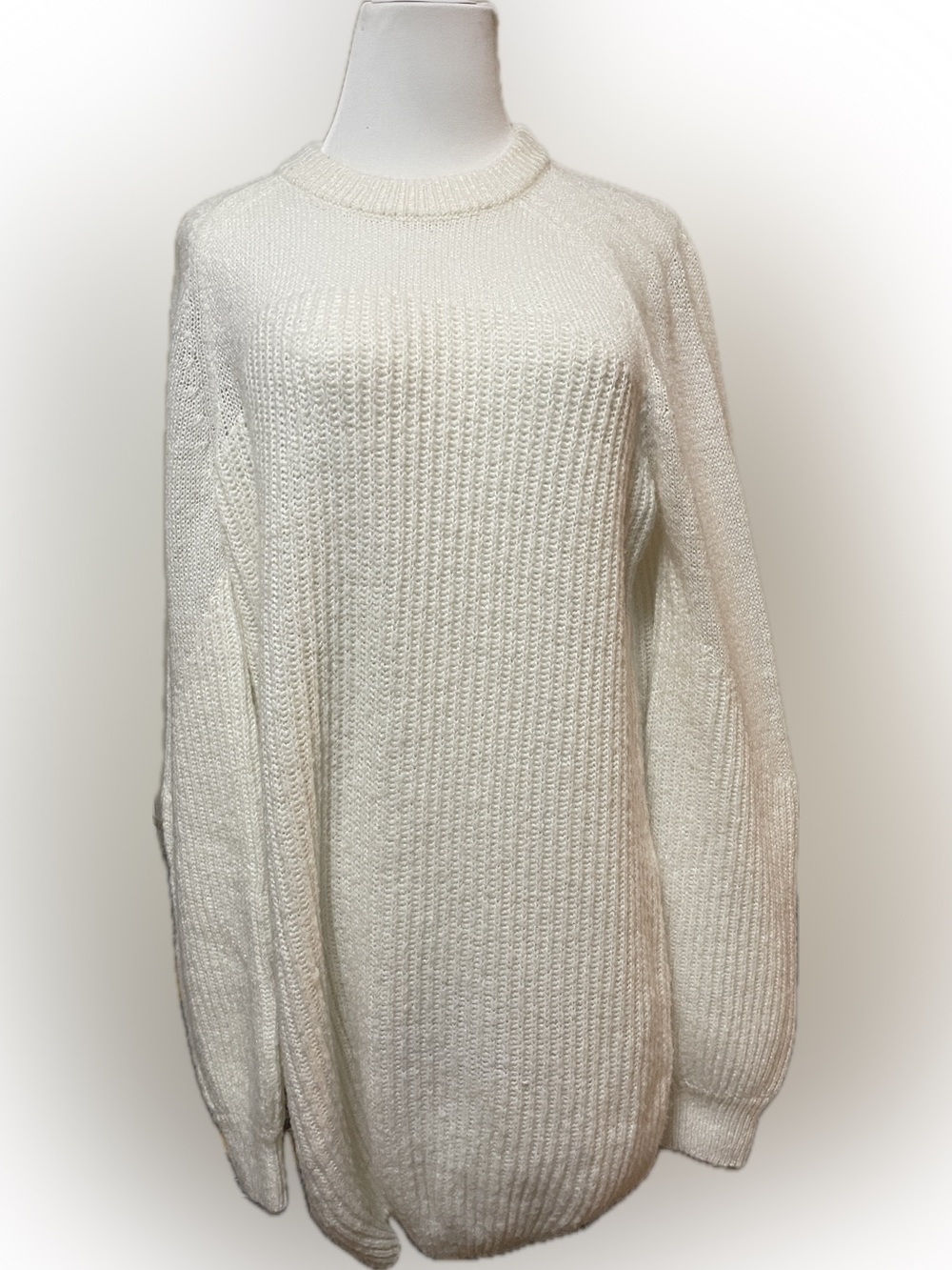 MOTF Cream Ribbed Crewneck Sweaterdress | S
